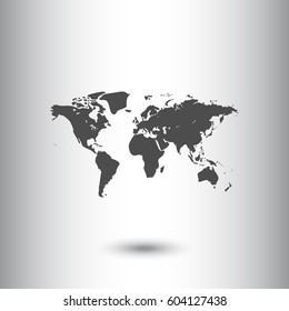 Flat paper cut style icon of World Map. Vector illustration