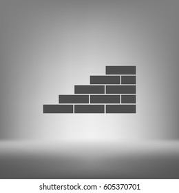 Flat paper cut style icon of brickwork fragment. Vector illustration