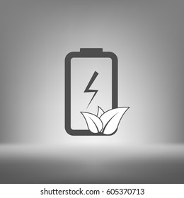 Flat paper cut style icon of eco friendly battery. Vector illustration