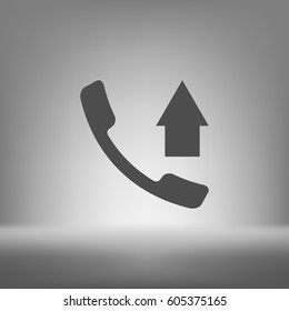 Flat paper cut style icon of out-coming call. Vector illustration