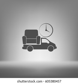Flat paper cut style icon of vehicle. Delivery car symbol vector illustration