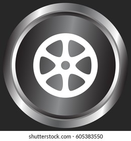 Flat paper cut style icon of old tape spool. Vector illustration