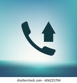 Flat paper cut style icon of out-coming call. Vector illustration