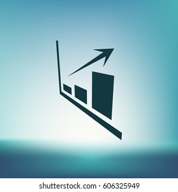 Flat paper cut style icon of a diagram. Vector illustration