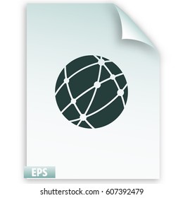 Flat paper cut style icon of globe. Vector illustration