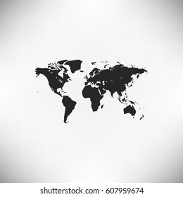Flat paper cut style icon of World Map. Vector illustration