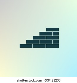 Flat paper cut style icon of brickwork fragment. Vector illustration