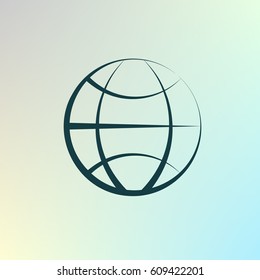 Flat paper cut style icon of globe. Vector illustration