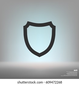 Flat paper cut style icon of a shield. Vector illustration