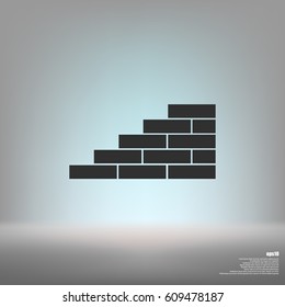 Flat paper cut style icon of brickwork fragment. Vector illustration