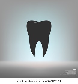 Flat paper cut style icon of tooth. Dentistry symbol icon vector illustration
