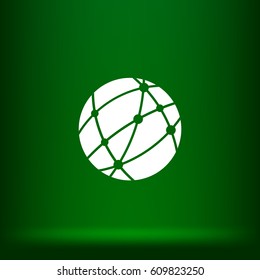 Flat paper cut style icon of globe. Vector illustration