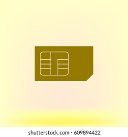 Flat paper cut style icon of a sim card. Vector illustration