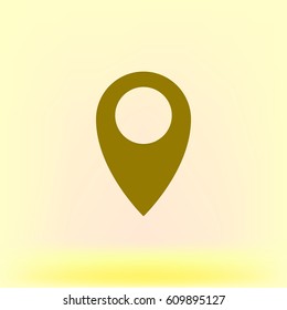 Flat paper cut style icon of map pointer vector illustration