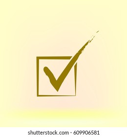 Flat paper cut style icon of check box. Vector illustration