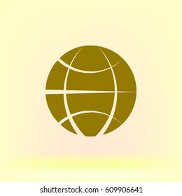 Flat paper cut style icon of globe. Vector illustration