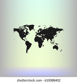 Flat paper cut style icon of World Map. Vector illustration