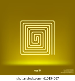 Flat paper cut style icon of floor heating. Vector illustration