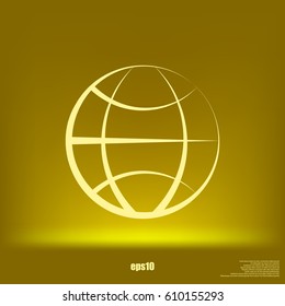 Flat paper cut style icon of globe. Vector illustration