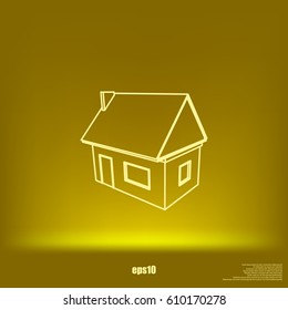 Flat paper cut style icon of house model vector illustration