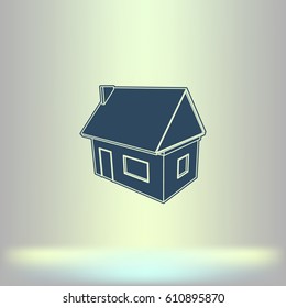 Flat paper cut style icon of house model vector illustration