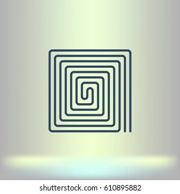 Flat paper cut style icon of floor heating. Vector illustration