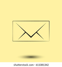 Flat paper cut style icon of envelope. E-mail symbol