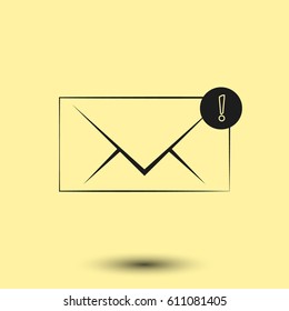 Flat paper cut style icon of envelope. E-mail symbol