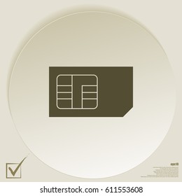 Flat paper cut style icon of a sim card. Vector illustration