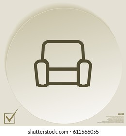 Flat paper cut style icon of furniture. Vector illustration