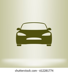 Flat paper cut style icon of a car. Vector illustration