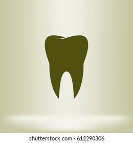 Flat paper cut style icon of tooth. Dentistry symbol icon vector illustration