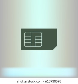 Flat paper cut style icon of a sim card. Vector illustration
