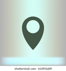 Flat paper cut style icon of map pointer vector illustration