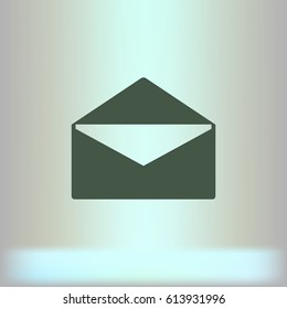 Flat paper cut style icon of envelope. E-mail symbol