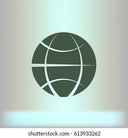 Flat paper cut style icon of globe. Vector illustration