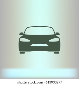 Flat paper cut style icon of a car. Vector illustration