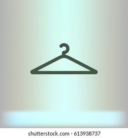 Flat paper cut style icon of hanger. Vector illustration