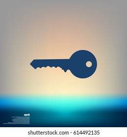 Flat paper cut style icon of an old key. Vector illustration