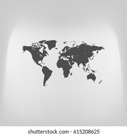 Flat Paper Cut Style Icon Of World Map. Vector Illustration