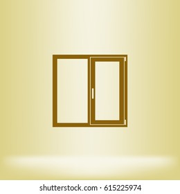 Flat paper cut style icon of modern window. Vector illustration