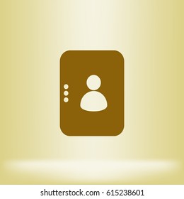 Flat paper cut style icon of an address book. Vector illustration