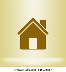 Flat paper cut style icon of house. Vector illustration