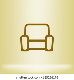 Flat paper cut style icon of furniture. Vector illustration