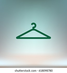 Flat paper cut style icon of hanger. Vector illustration