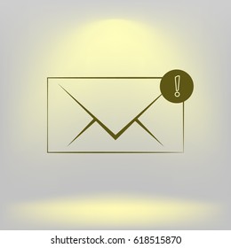 Flat paper cut style icon of envelope. E-mail symbol