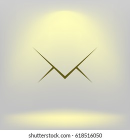 Flat paper cut style icon of envelope. E-mail symbol