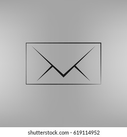 Flat paper cut style icon of envelope. E-mail symbol