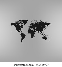 Flat paper cut style icon of World Map. Vector illustration