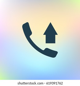 Flat paper cut style icon of out-coming call. Vector illustration